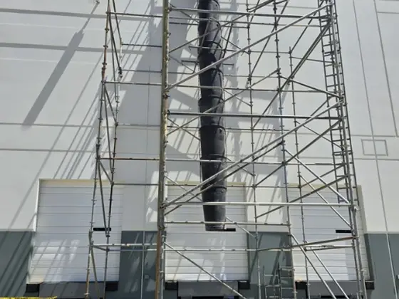 Trash Chute Tower on a job site